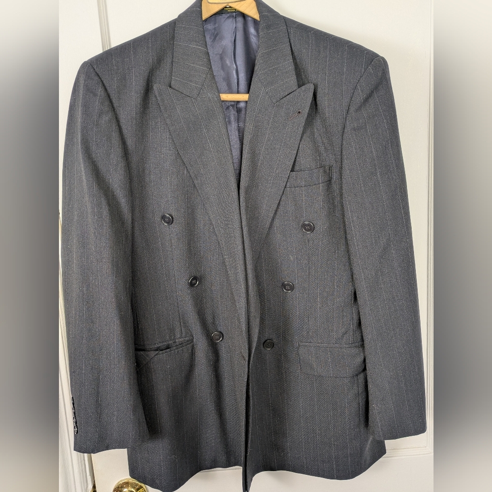 Vintage Double Breasted Pinstripe Blazer Wool Blazer